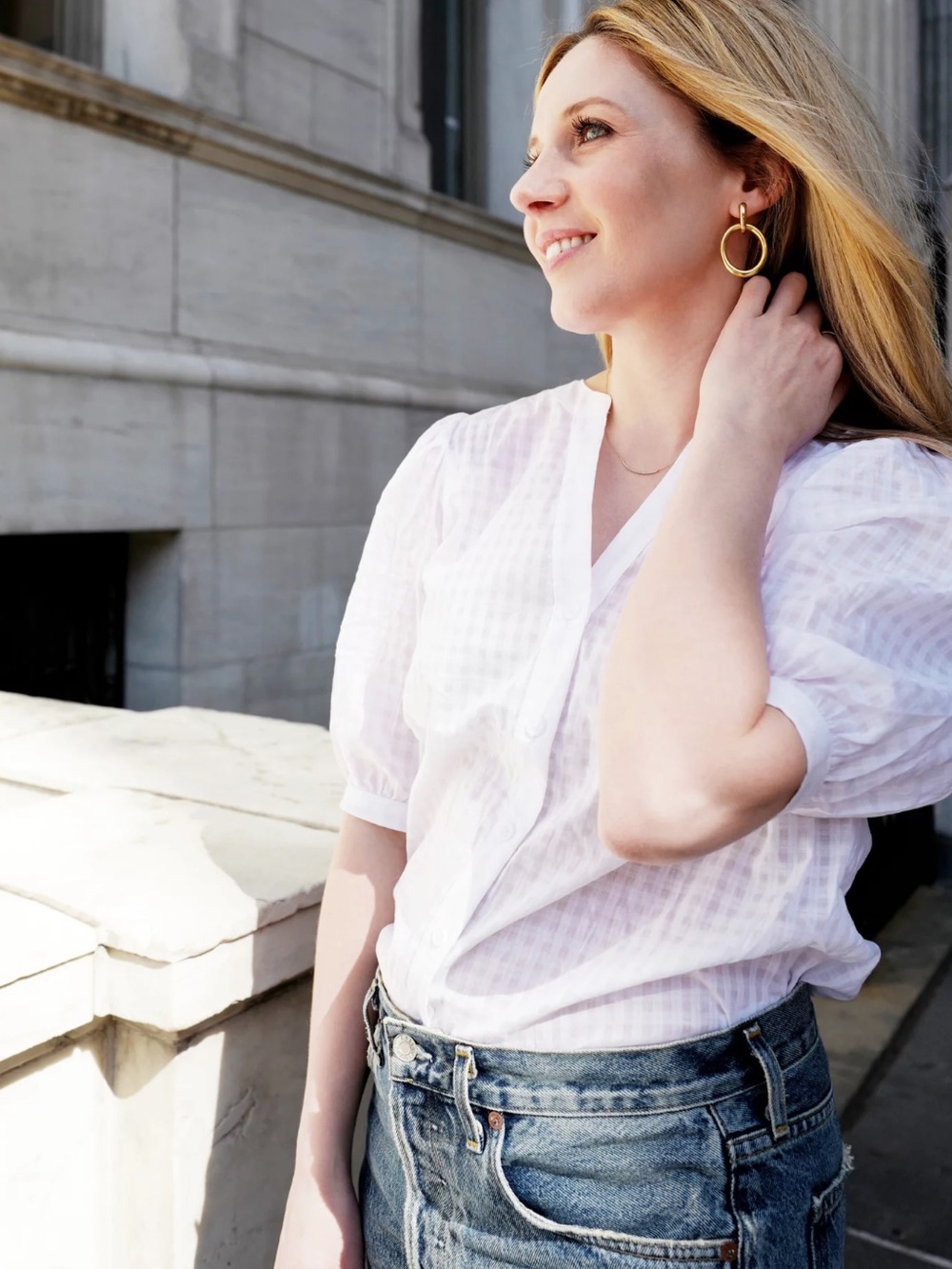 POPSUGAR White Puff Sleeve Top XS